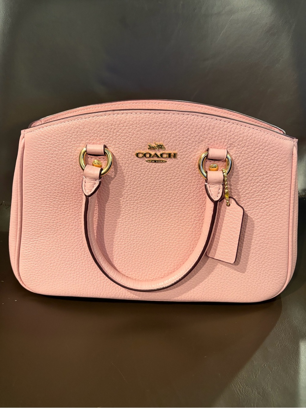 Coach Pink Pebbled Leather Satchel with Gold Hardware